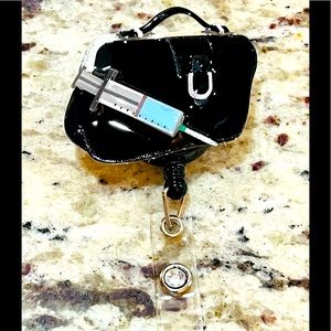 Doctor black medical bag badge reel. Badge pull.